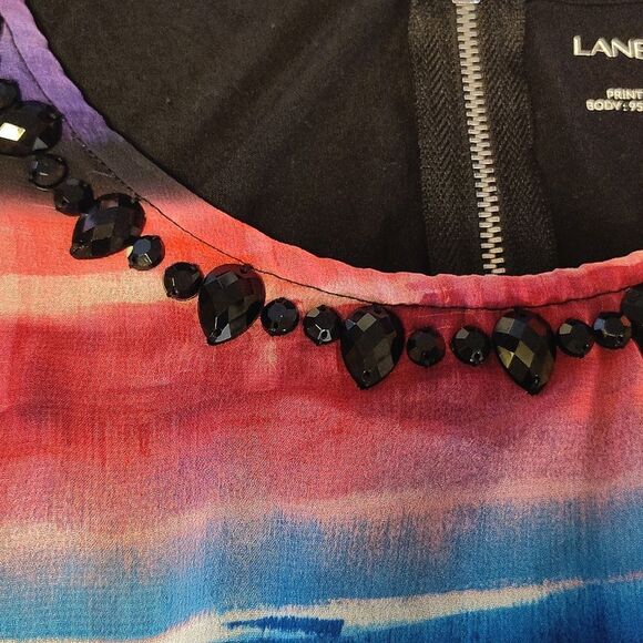 Y2K Lane Bryant Black Colorful Watercolor Embellished Tank Plussize 18/ 20 - Picture 6 of 12